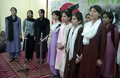 RAWA students singing patriotic song