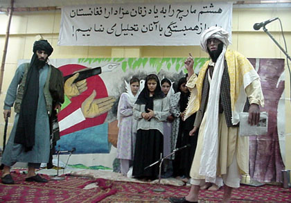 Scene of a skit performed by RAWA student