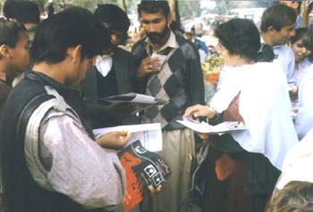 RAWA members selling their publications