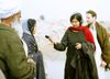 Sonali Kolhatkar and Jim Ingalls, directors of the Afghan Womens Mission (AWM) interviewing villagers during their visit to the canal in Farah in February 2005.