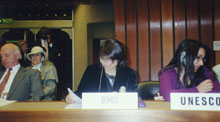 Sehar Saba (center) in the UN commission on HR