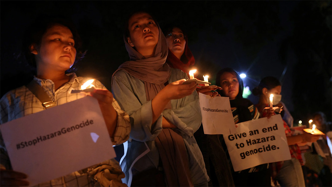 Members of Afghanistan’s Hazara community protest