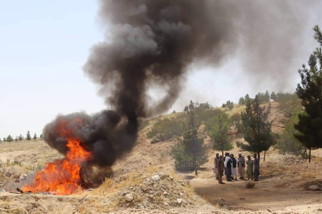 Taliban musical instruments burring ceremony in Parwan province.