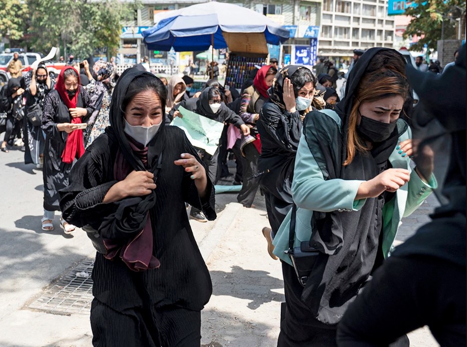 Afghan women protesting for their rights in Kabul